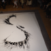Calligrapher Nakajima Hiroyuki during his performance at the "Written In Stone" exhibition in Milan, Italy in October 2023